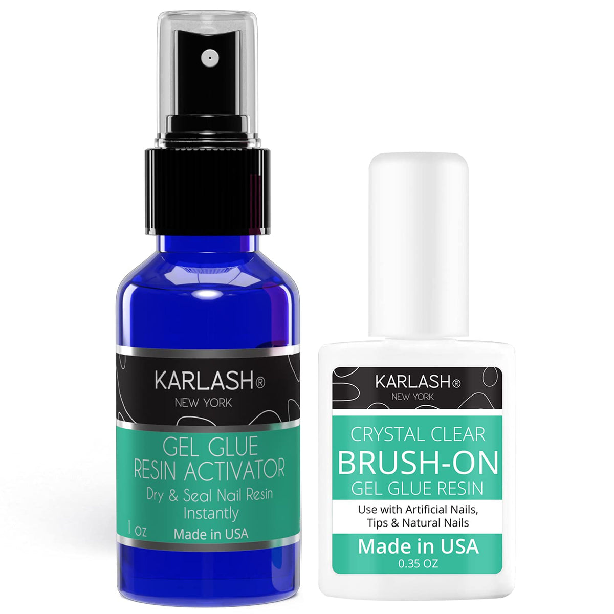 Karlash dip system brush-on glue gel bottle for precise nail application.