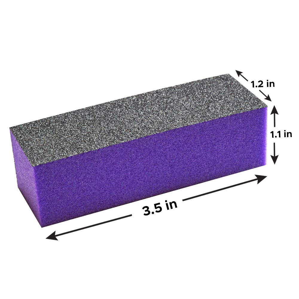 Karlash purple buffer close-up gritty detail highlights multi-grit versatility for nail prep.