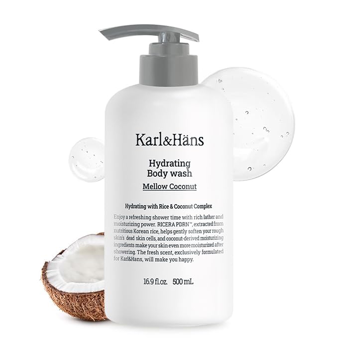 Karl&Häns Hydrating Body Wash bottle with pump for easy daily use and hydrated skin.