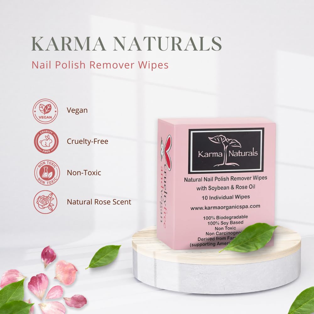 Karma Organic acetone-free wipes ideal for quick polish removal without drying nails