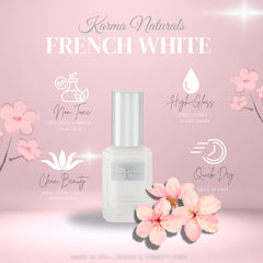 Karma Organic French White swatch on nail shows chip resistant wear