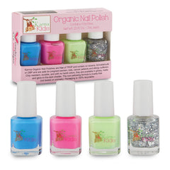 Karma Organic Kids color swatch shows rich hues for quick, kid-friendly nail art.