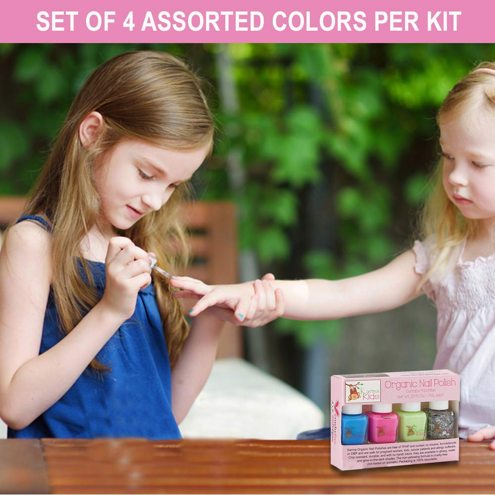 Karma Organic Kids glass bottle and soy-based ink emphasize sustainable production.