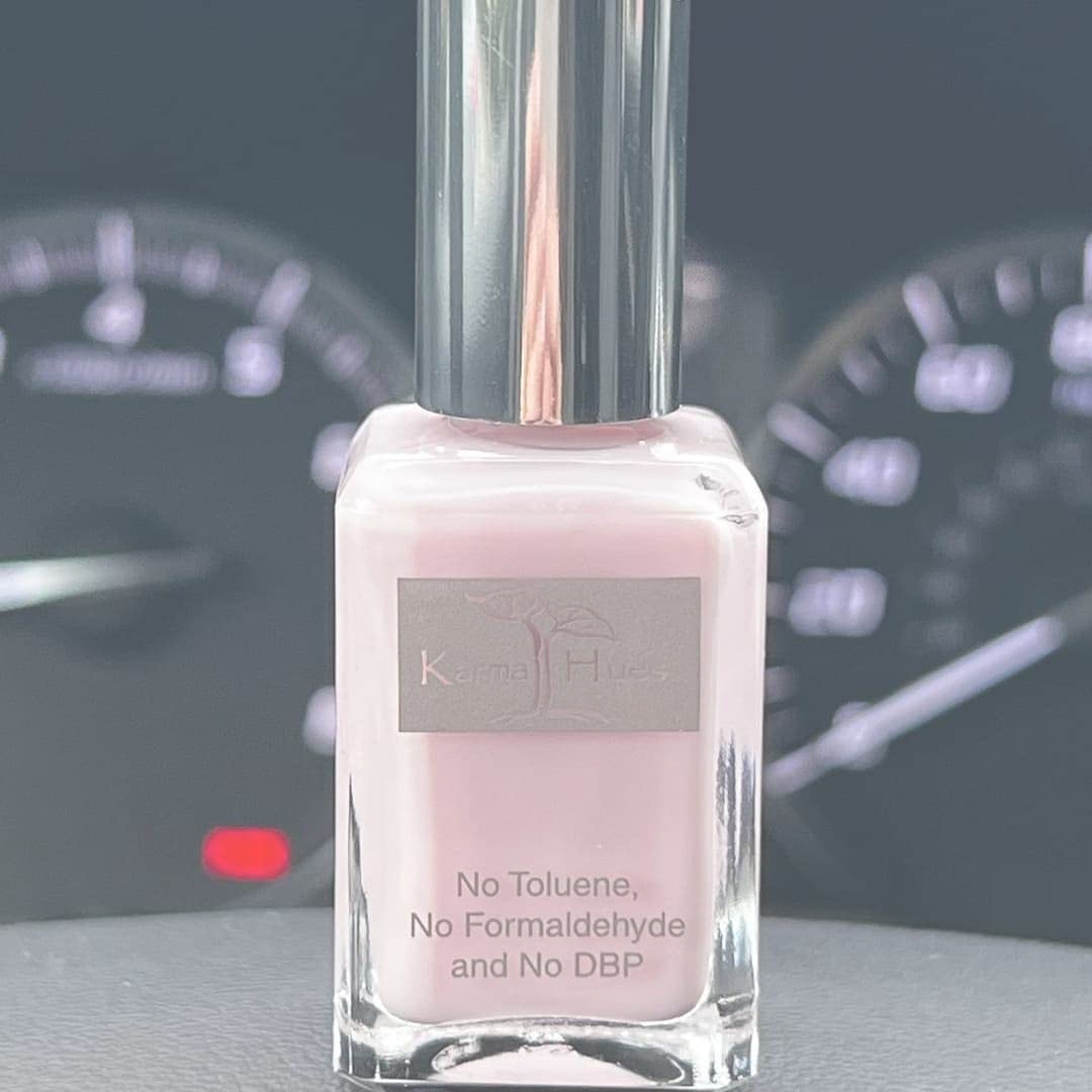 Karma Organic May Blossoms nails closeup highlights even finish and vibrant color