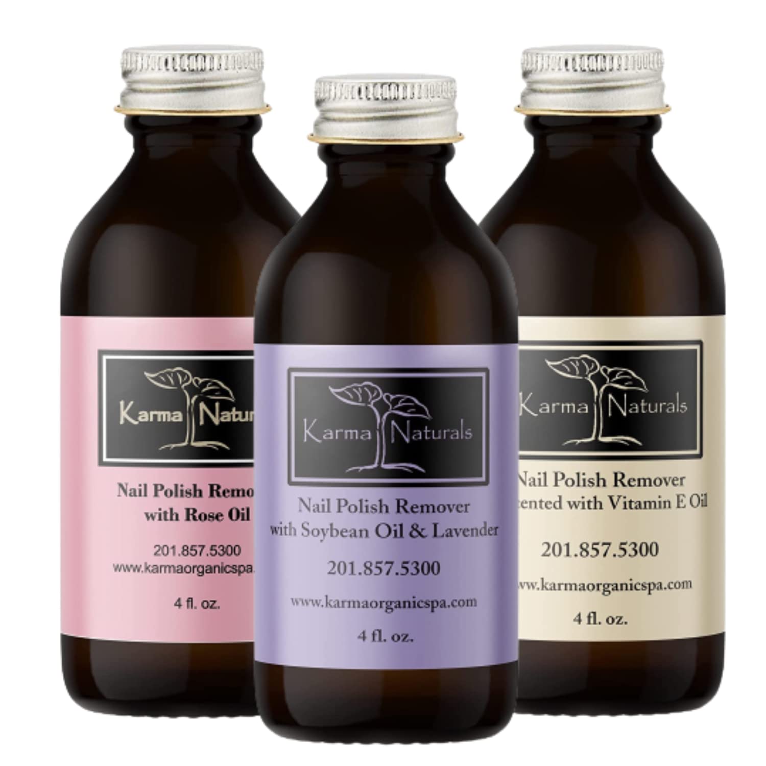 Karma Organic Lavender remover bottle shows a nourishing formula for nails