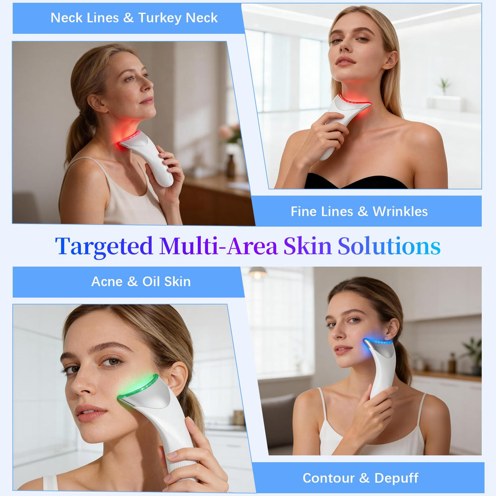 Karrong green-light massager supports firmness along neck and jawline.
