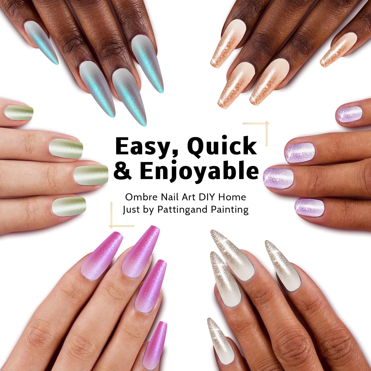 Karroy Aurora Mermaid Chrome gel adds iridescent shine for stylish nail art.