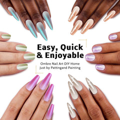 Karroy Aurora Mermaid Chrome gel adds iridescent shine for stylish nail art.
