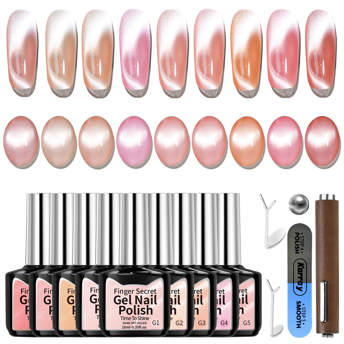 Karroy cat eye gel polish kit for at-home manicure