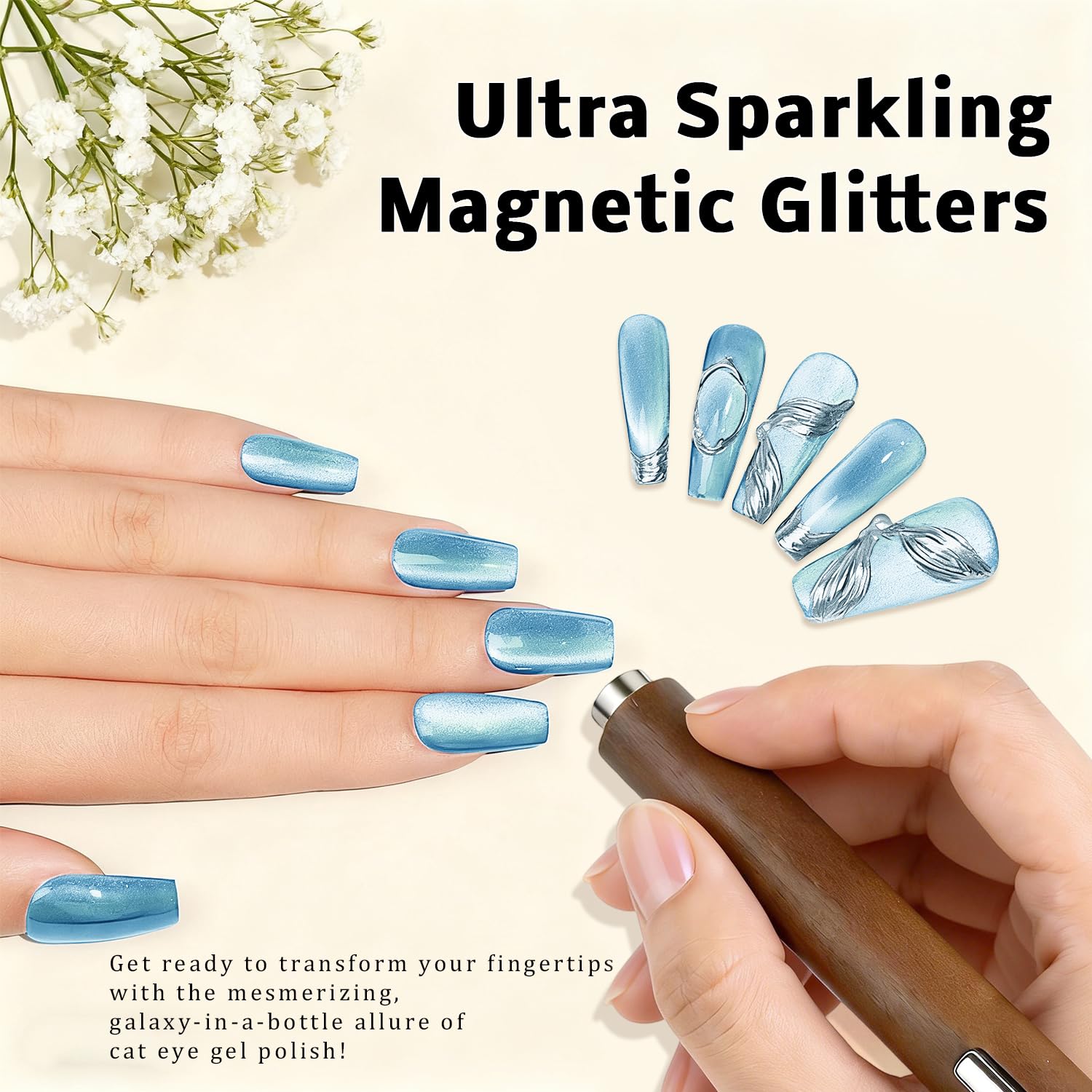 Karroy holographic glitter polish adds galaxy-inspired shimmer and depth.