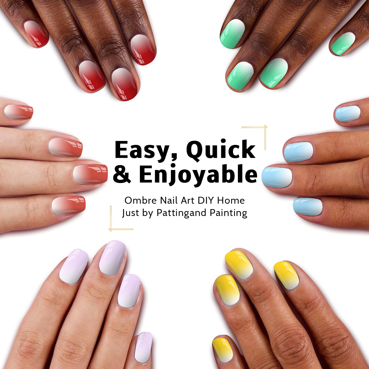 Karroy nine colors ombre nail gel offers vibrant shade options for bold looks.