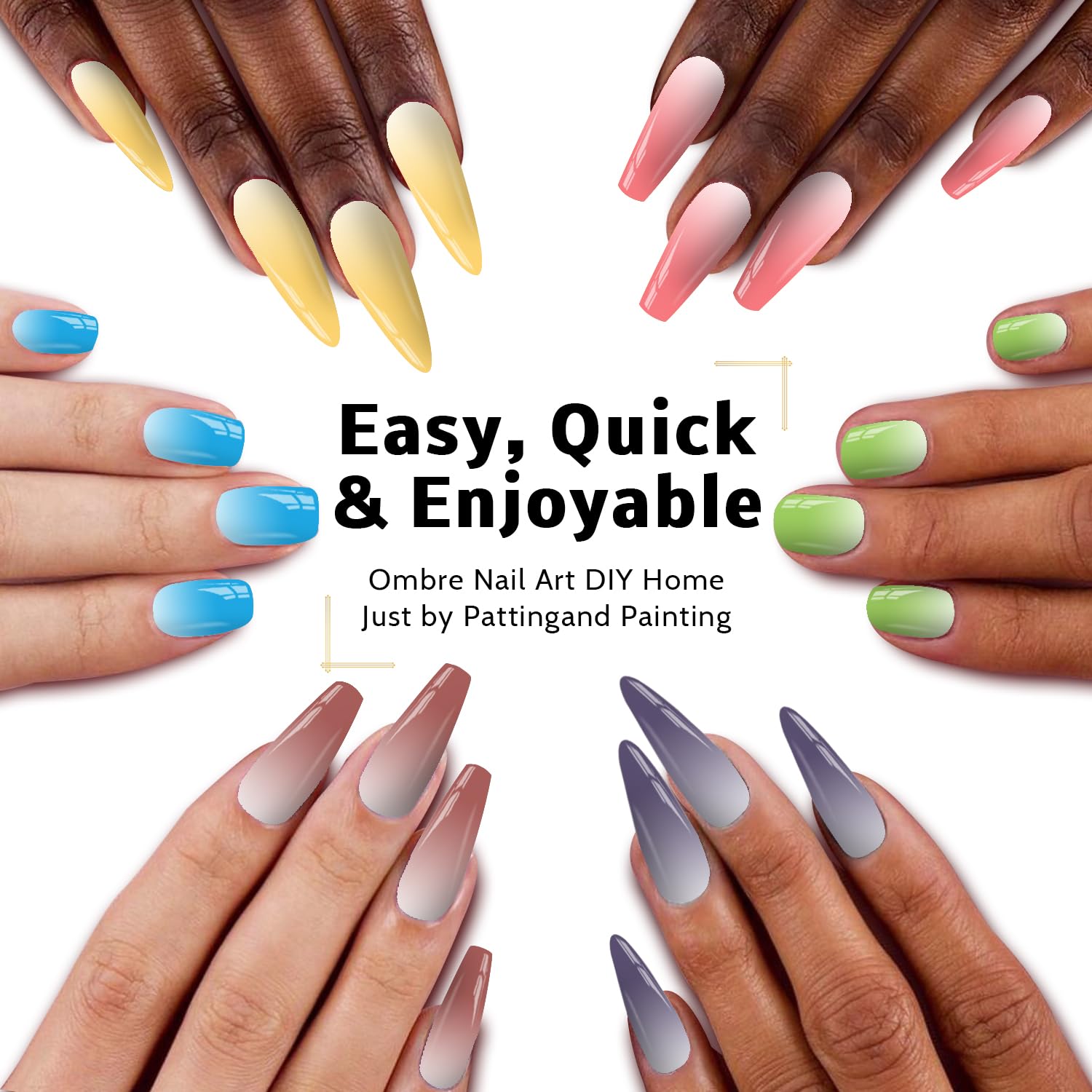 Close-up of ombre gradient application using Karroy palette