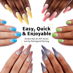 Close-up of ombre gradient application using Karroy palette