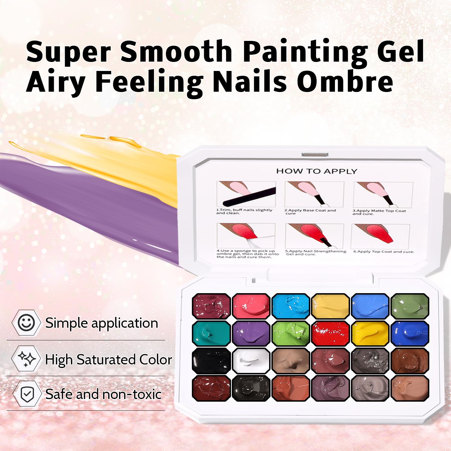 Karroy ombre gradient nails application using sponge tapping for soft transitions