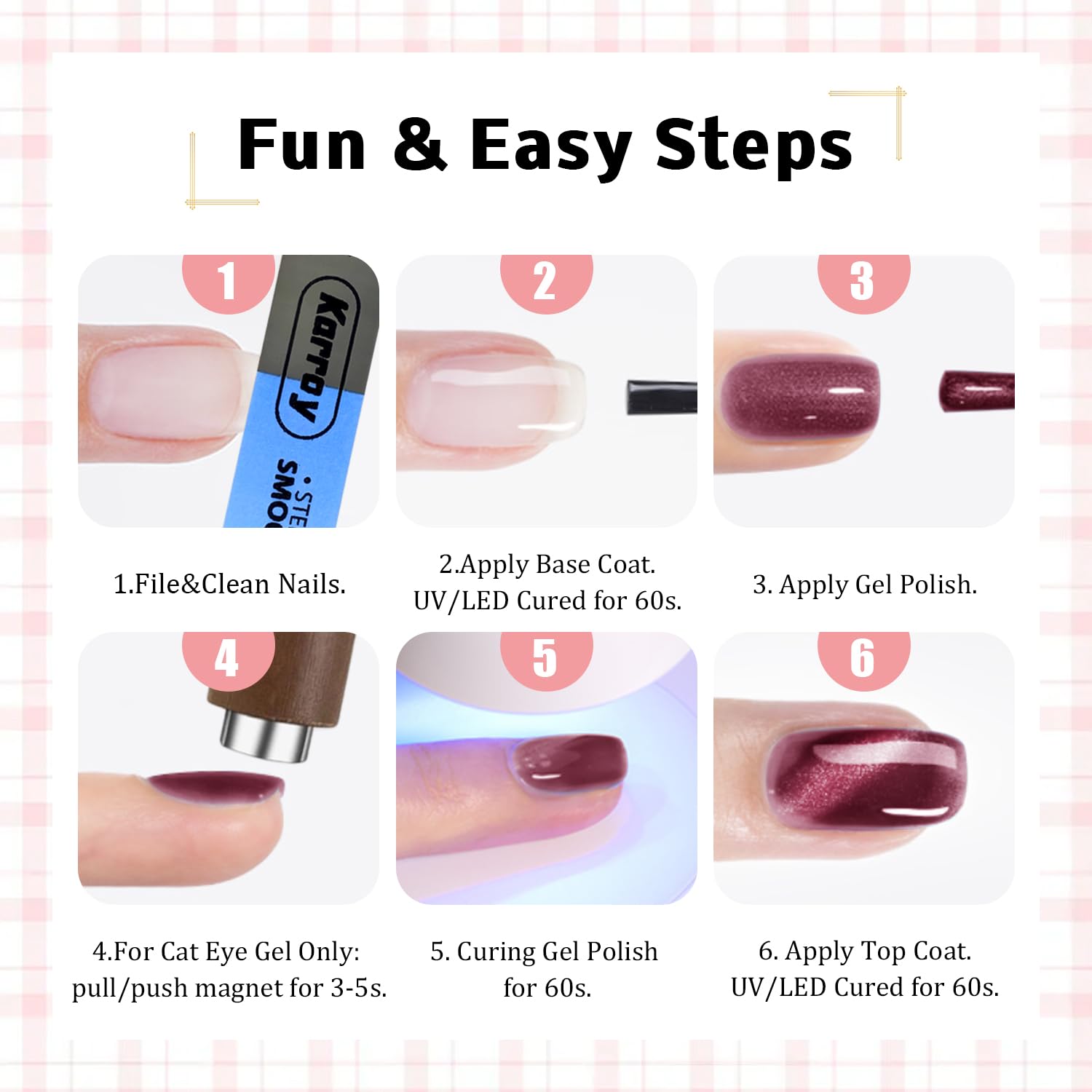 Karroy soak-off gel allows easy removal.
