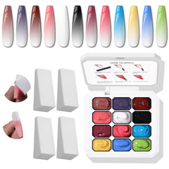 Karroy Sponge Pat Gel Nail Palette with 12 colors for gradient ombre nails