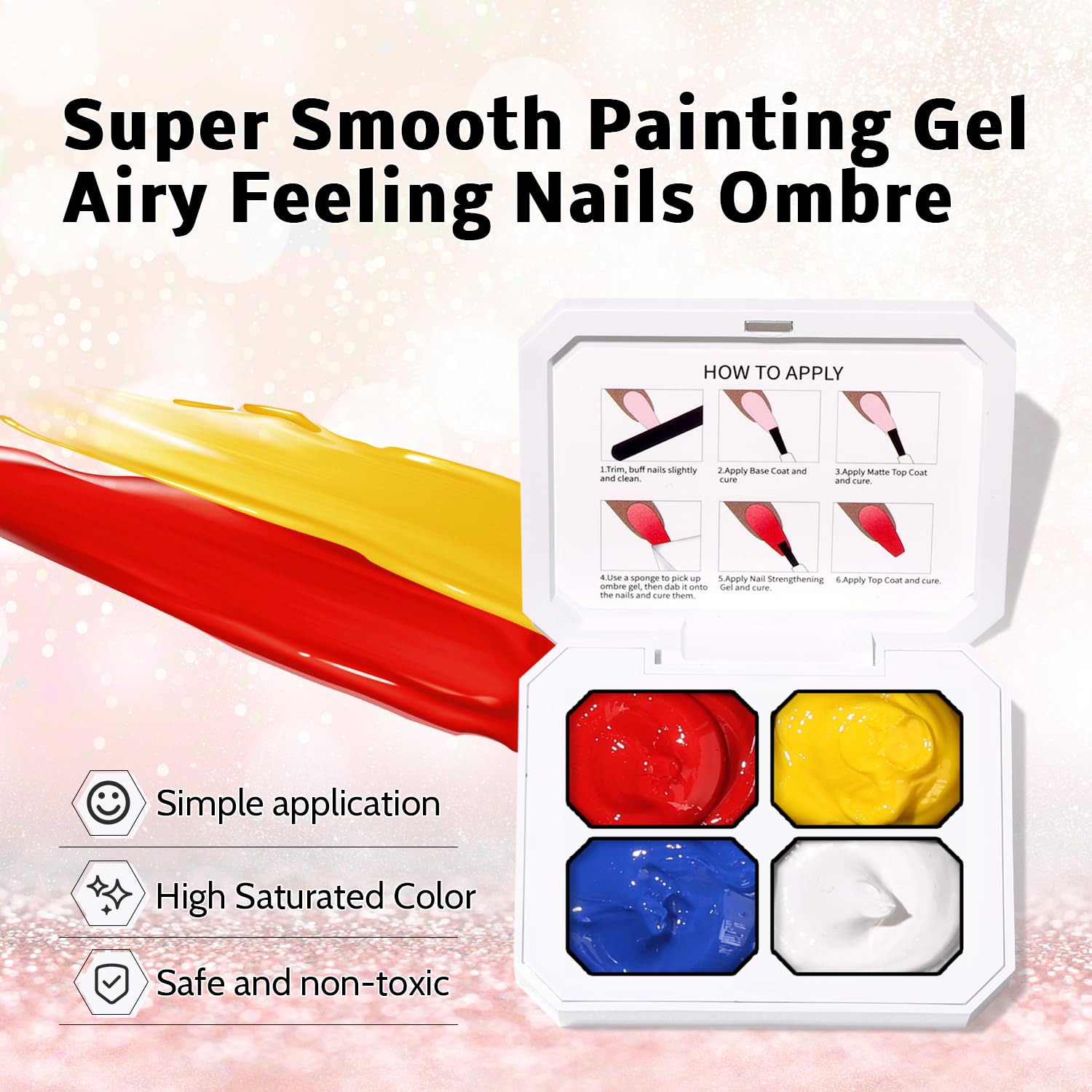 Karroy sponge pat gel nail palette vivid color swatch helps plan gradients