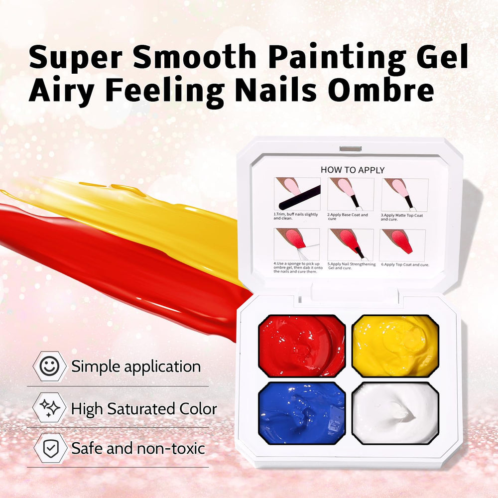 Karroy sponge pat gel nail palette vivid color swatch helps plan gradients