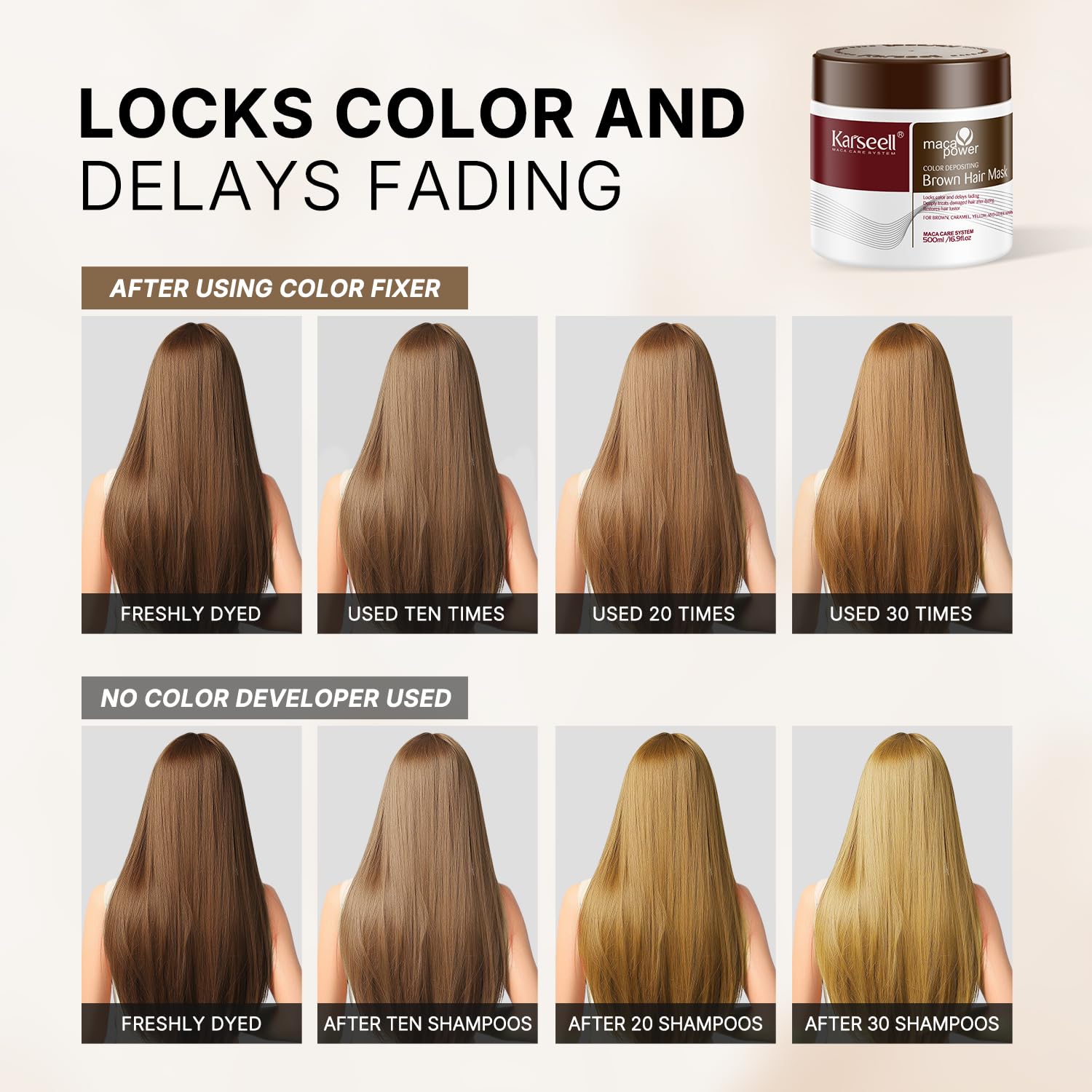 Karseell application on damp hair in 5–15 minutes