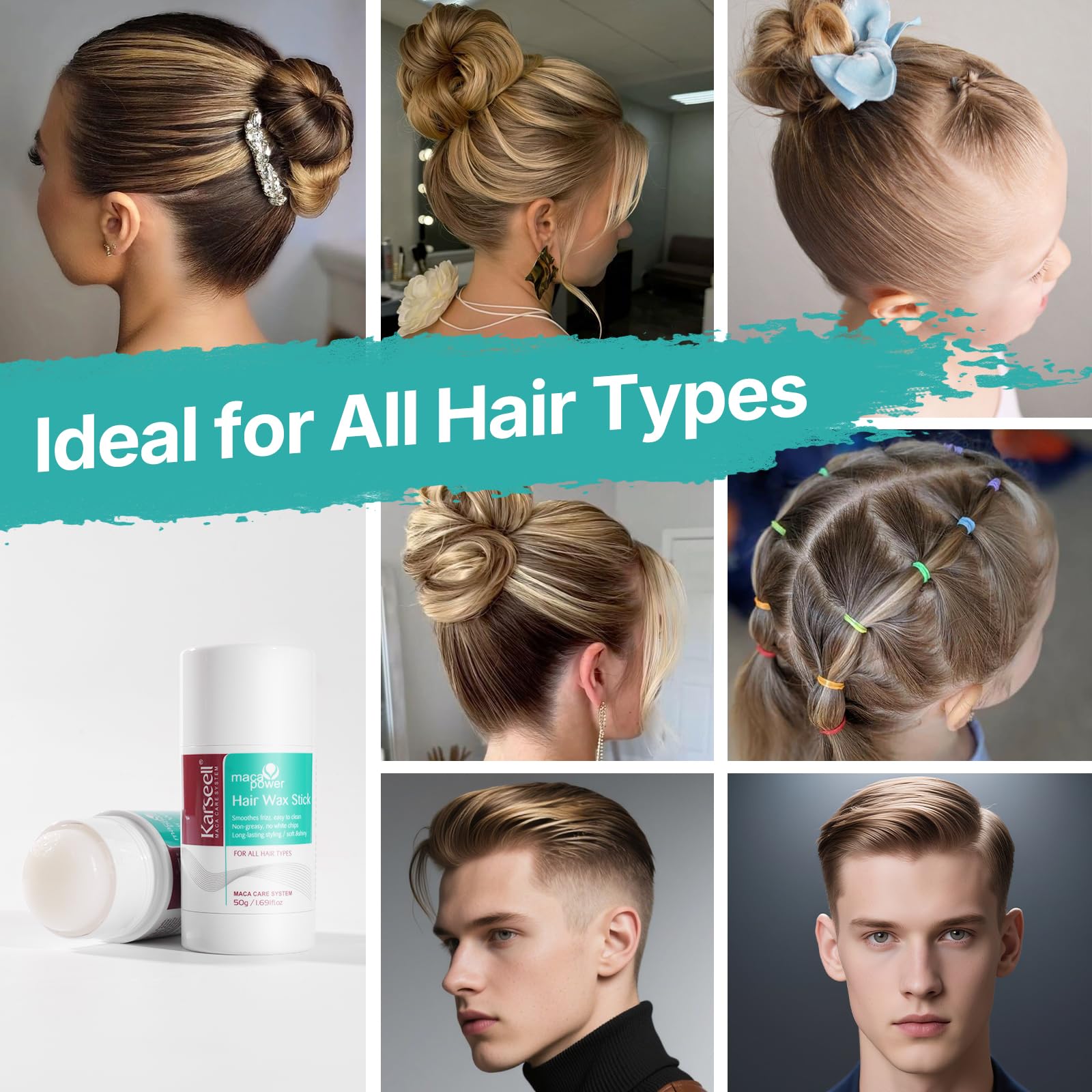 Karseell Hair Wax Stick being held for targeted styling and control.
