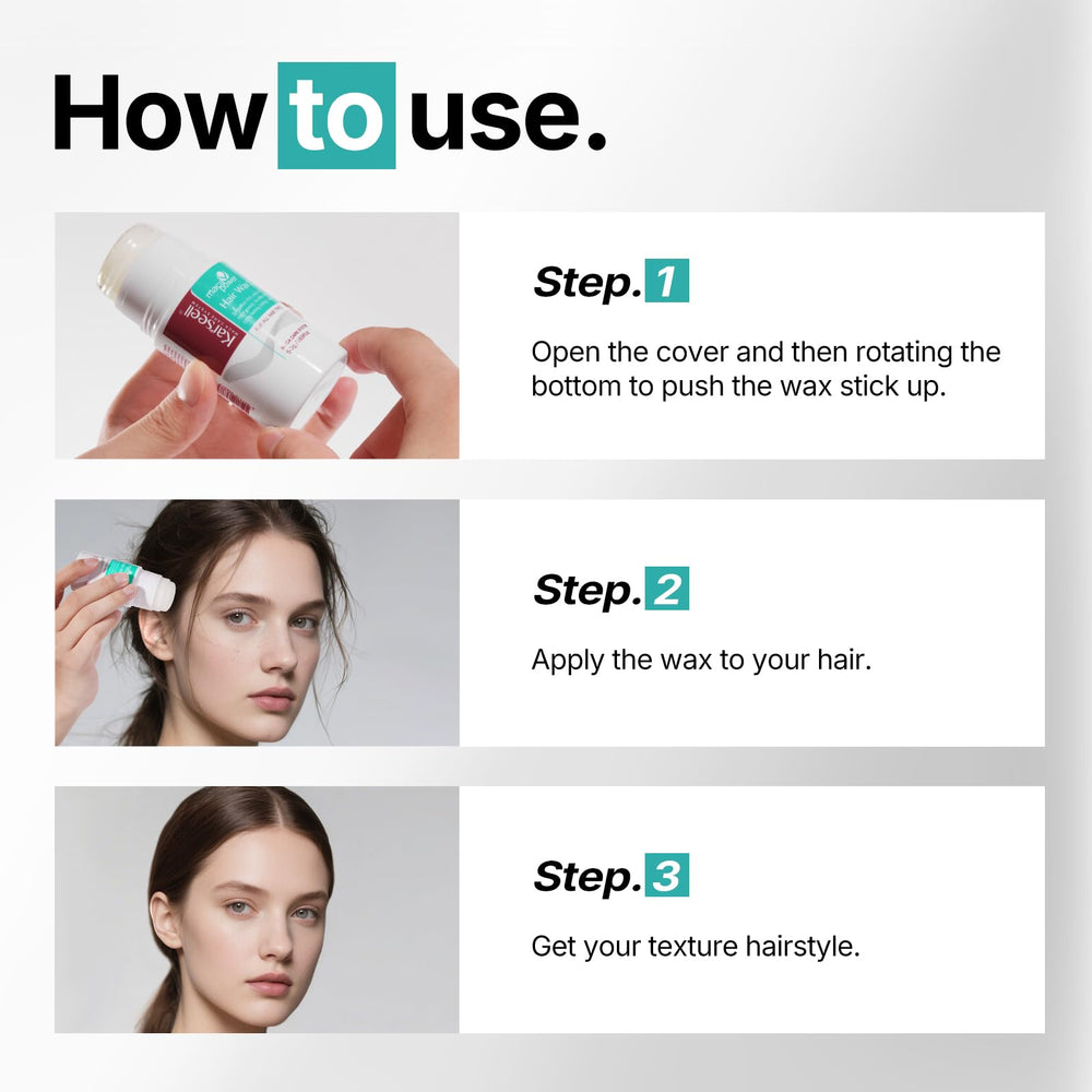 Karseell Hair Wax Stick taming flyaways for a sleek, controlled look.