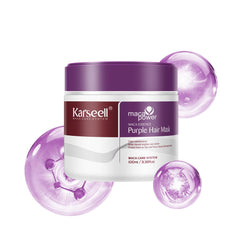 Karseell Purple Hair Mask bottle showing tone correction for blonde and silver hair