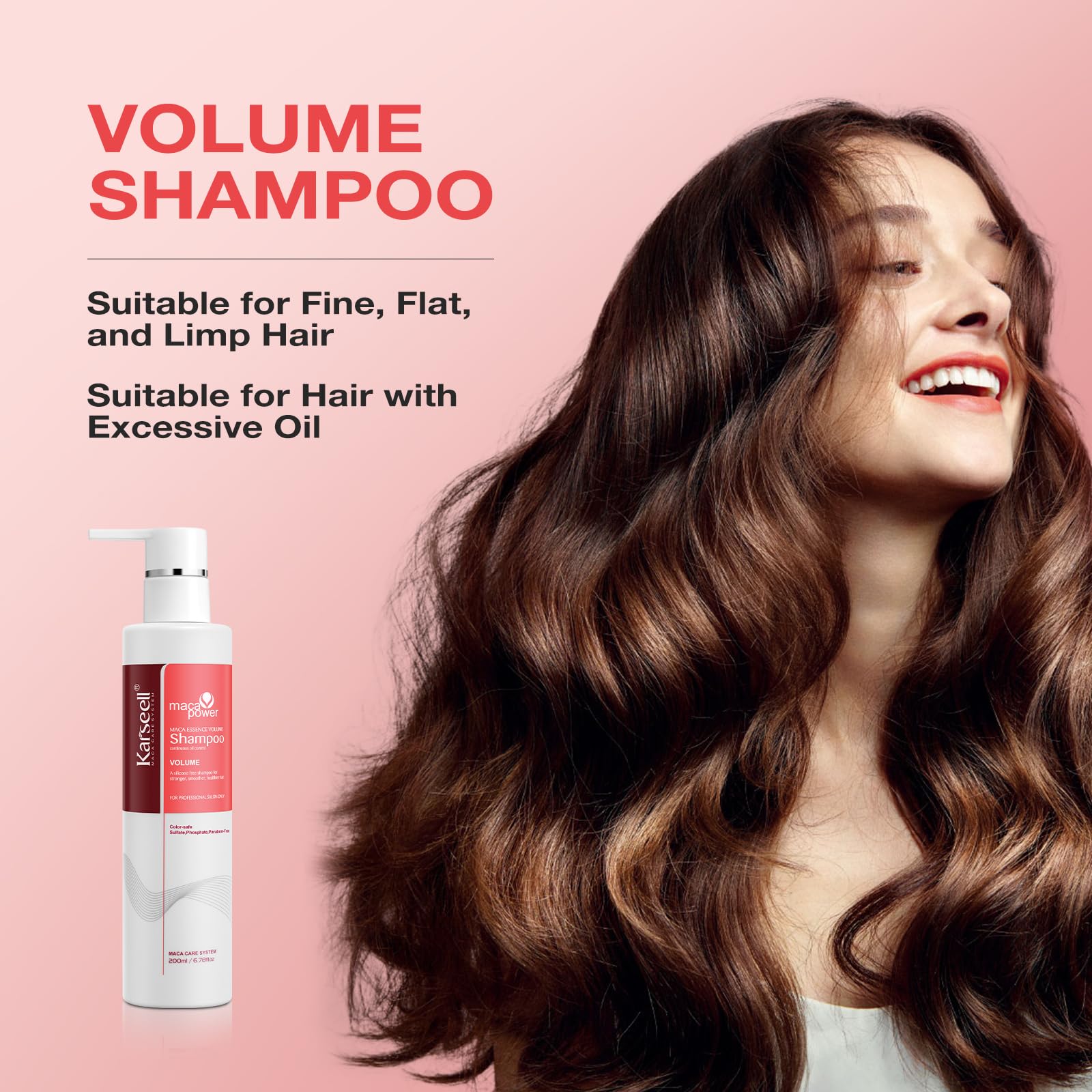 Karseell Volume Shampoo dispensing pump shows easy application.