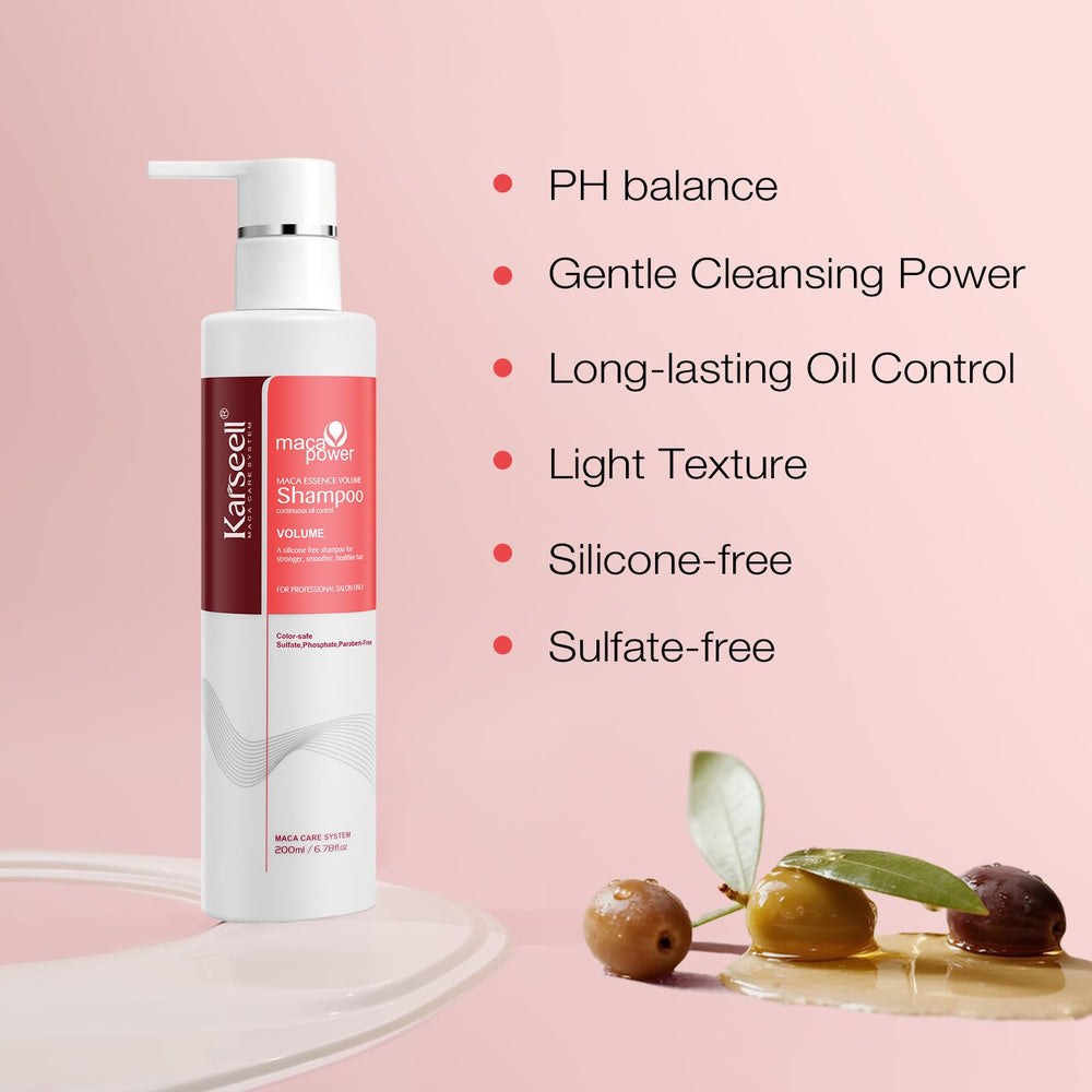 Karseell Volume Shampoo massage on wet hair promotes even distribution and styling prep.