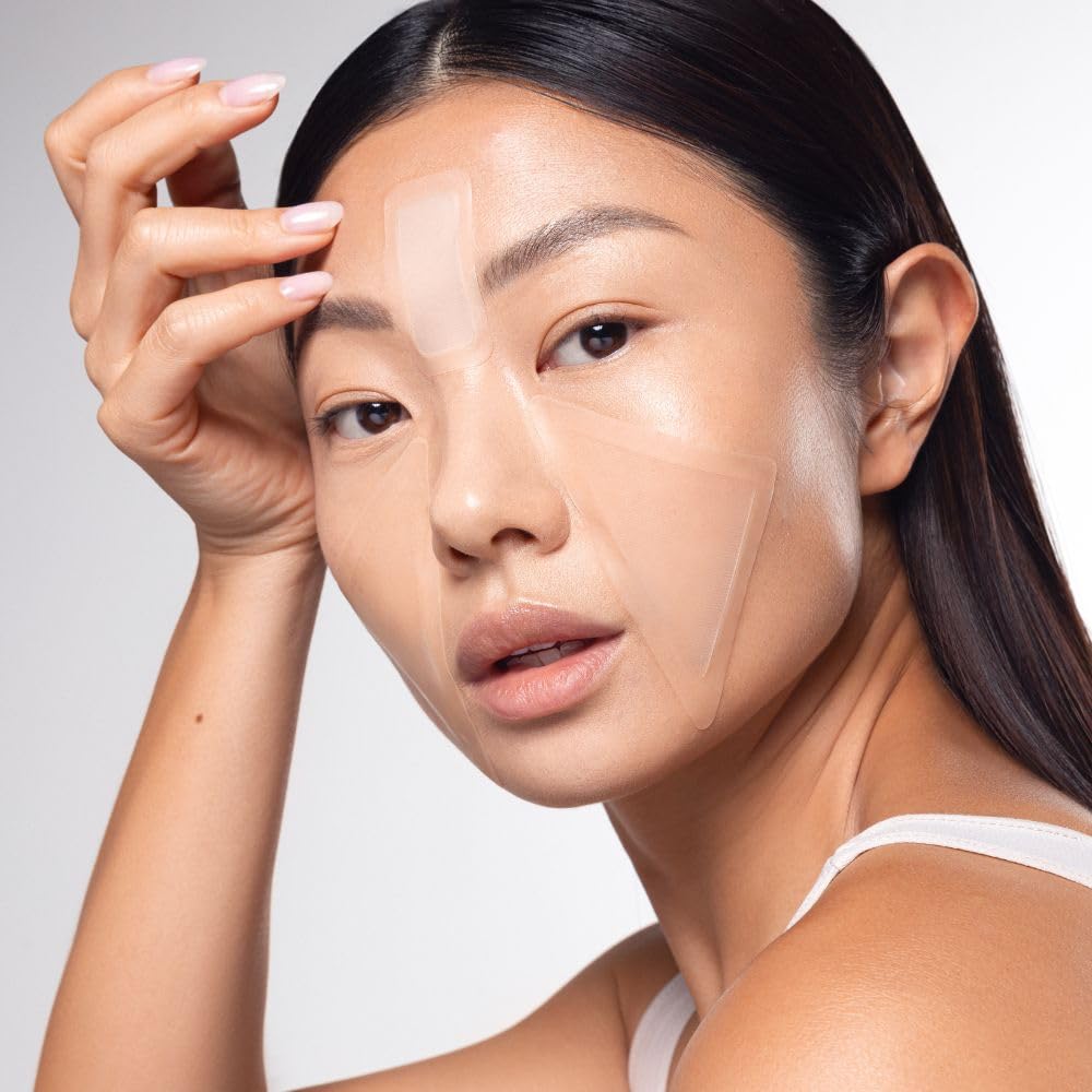 Karuna Age Rewind patches on skin at night for targeted care