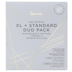 Karuna Age Rewind XL patch applied to skin for overnight wrinkle refinement