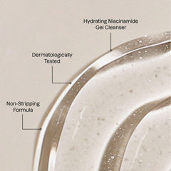 Karuna Balancing Facial Gel Cleanser niacinamide icon emphasizing calming effect.