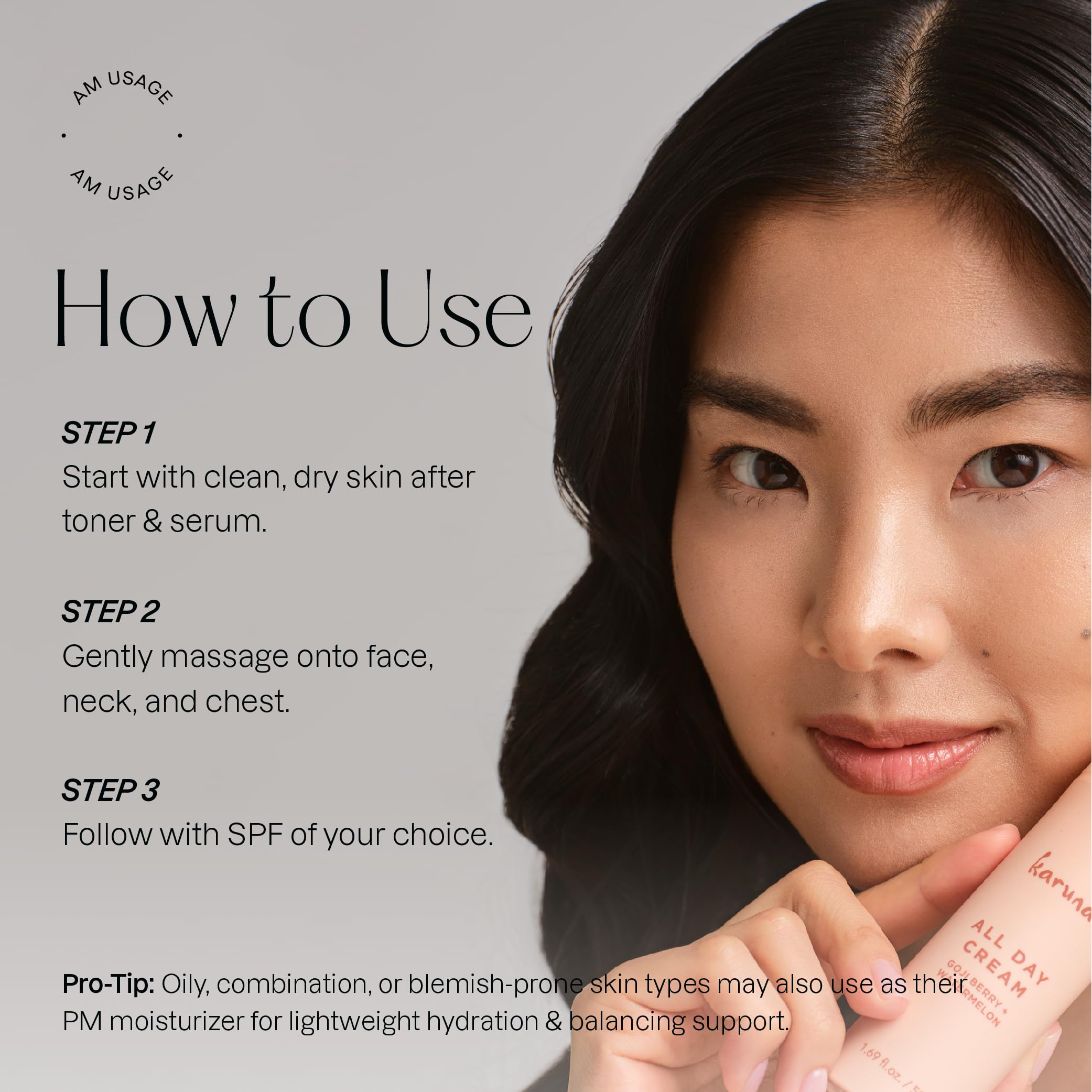 Cruelty-free packaging of Karuna gel cream