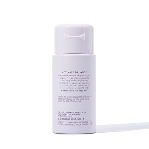 Karuna Hydrating Face Toner application on cheek demonstrating gentle exfoliation and balanced tone.