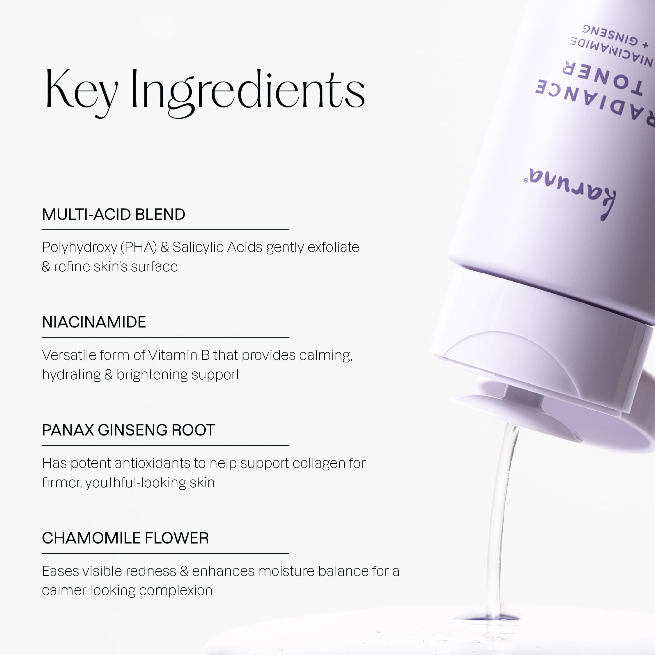 Karuna Hydrating Face Toner with niacinamide for brightness and barrier care.