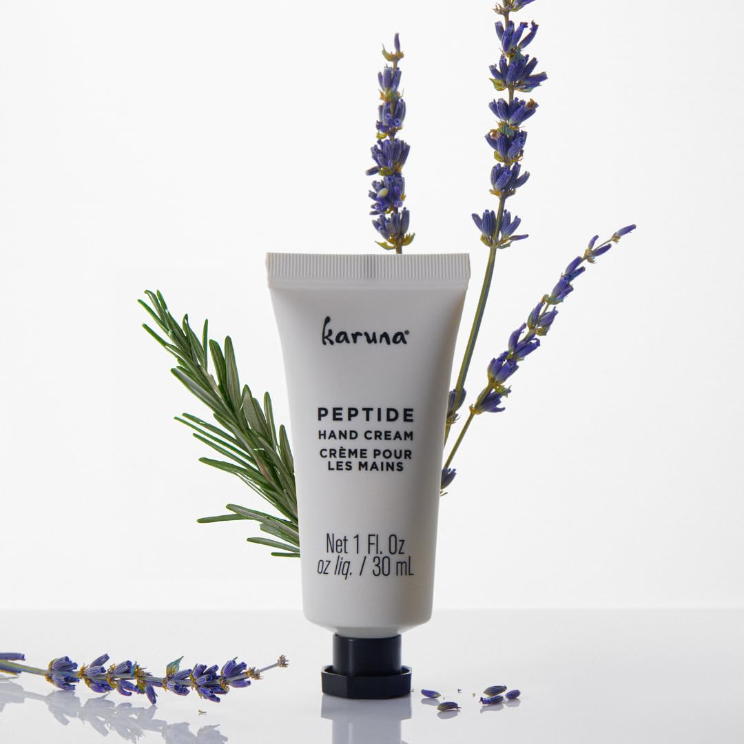 Karuna peptide-ceramide-collagen graphic illustrating advanced actives for skin support.