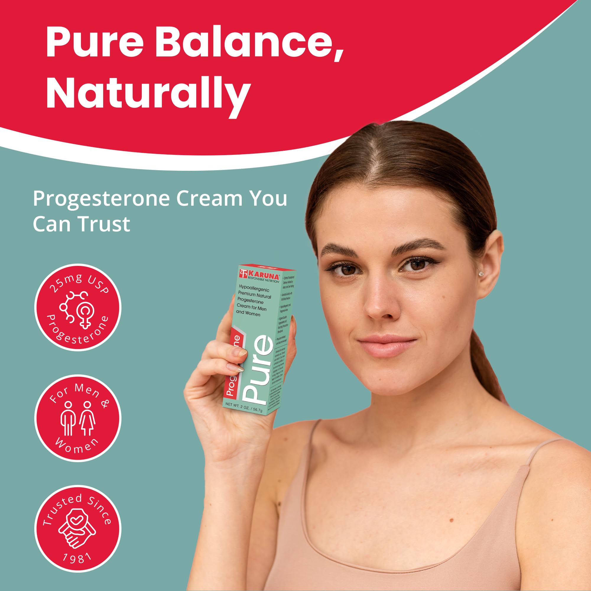 Karuna Progesterone Pure bottle pour illustrating smooth, non-greasy application