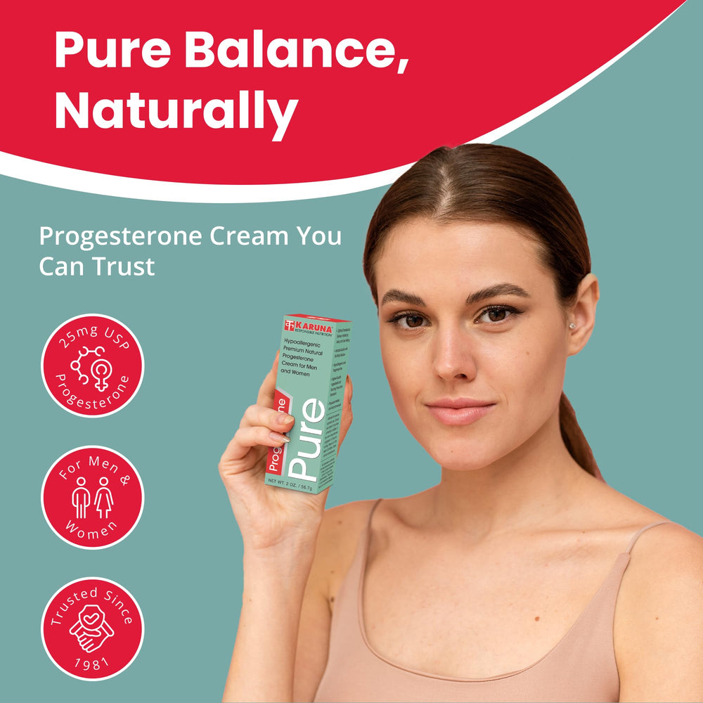Karuna Progesterone Pure bottle pour illustrating smooth, non-greasy application