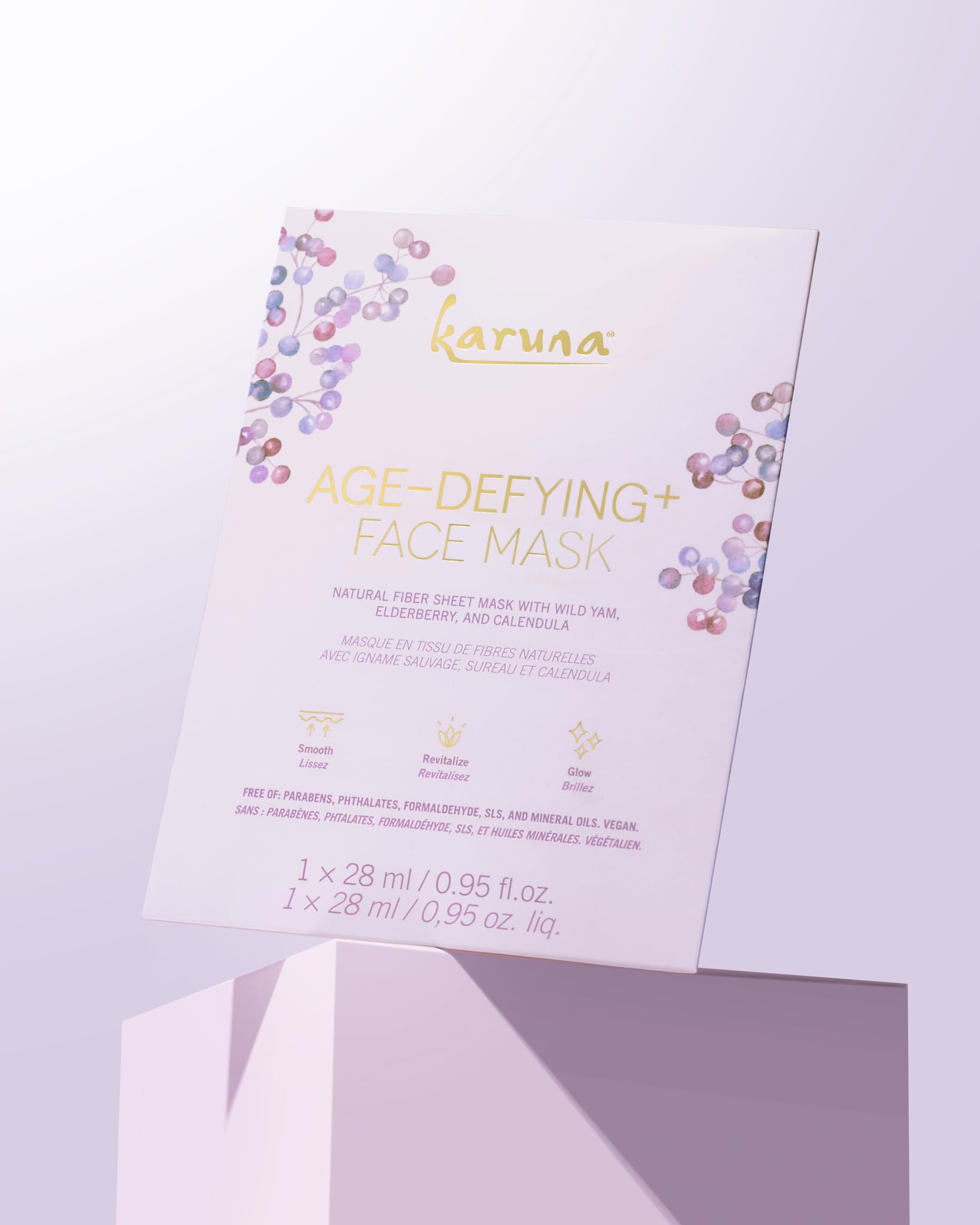 Karuna Skin mature skin care moment with hydrating benefits.