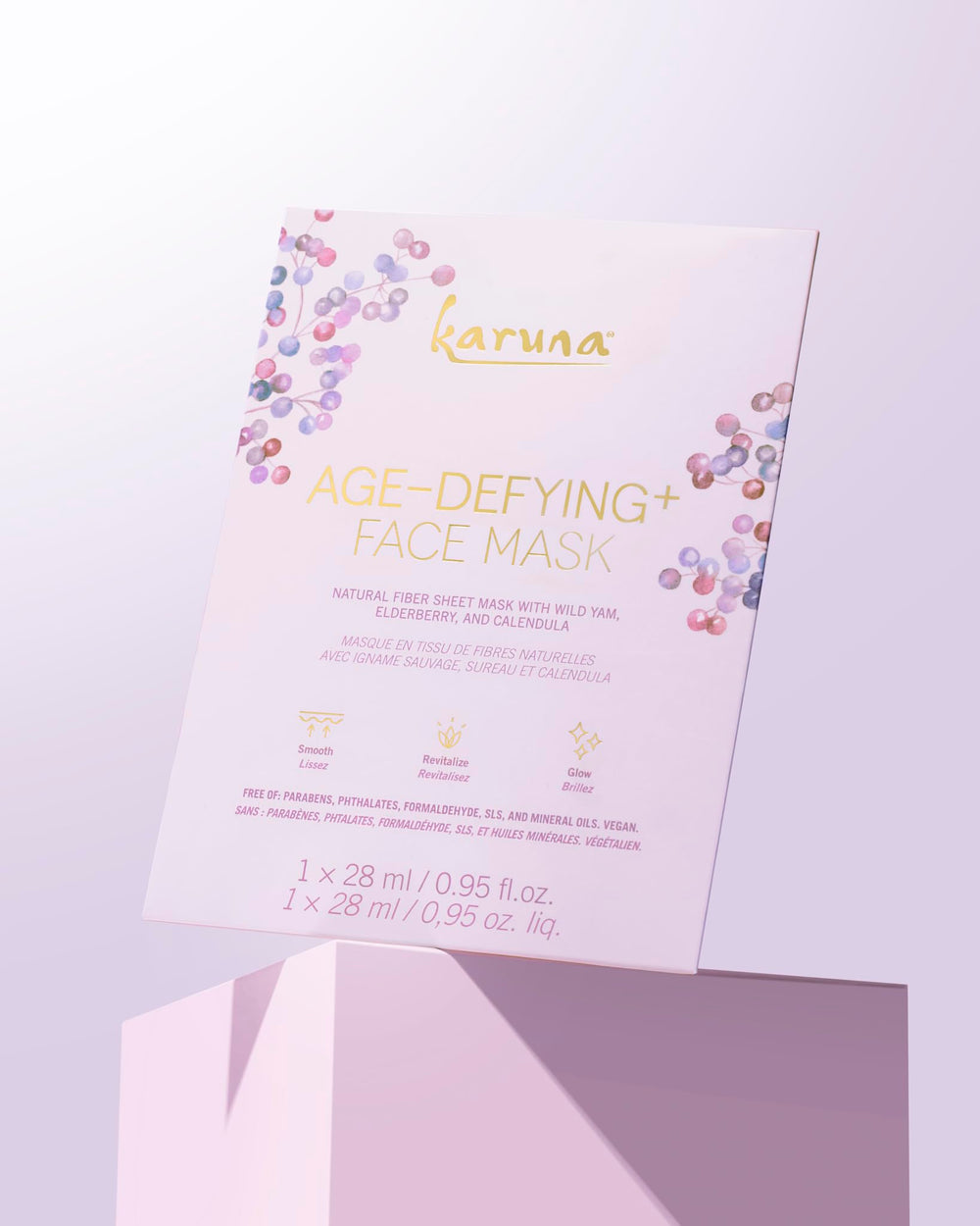 Karuna Skin mature skin care moment with hydrating benefits.