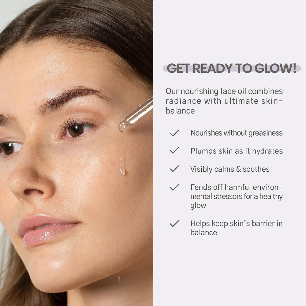 Karuna Skin Multi Tasking Face Oil pump bottle emphasizes simple daily routine