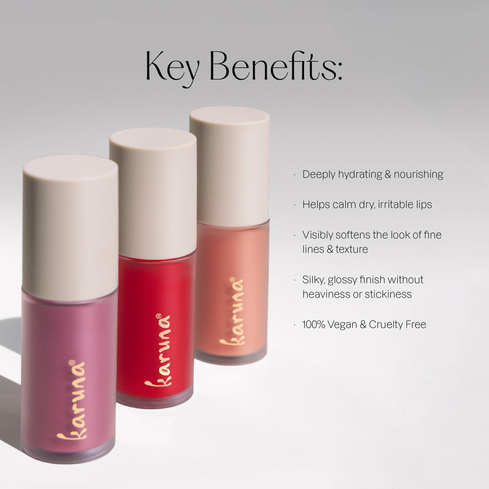 Karuna Embrace Meadowfoam and Jojoba oils highlighted on product label.