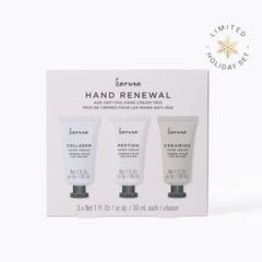Karuna Warm Vanilla Cashmere hand cream squeeze-bottle close-up provides quick hydration.