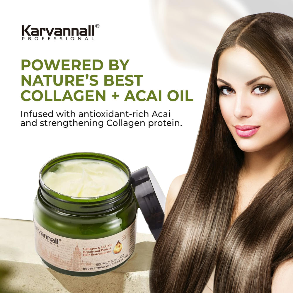 Visible damage repair effect on dry, color-treated hair using Karvannall mask