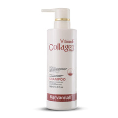 Karvannall Vitamin E and Collagen Shampoo bottle highlights nourishing formula for daily nourishment