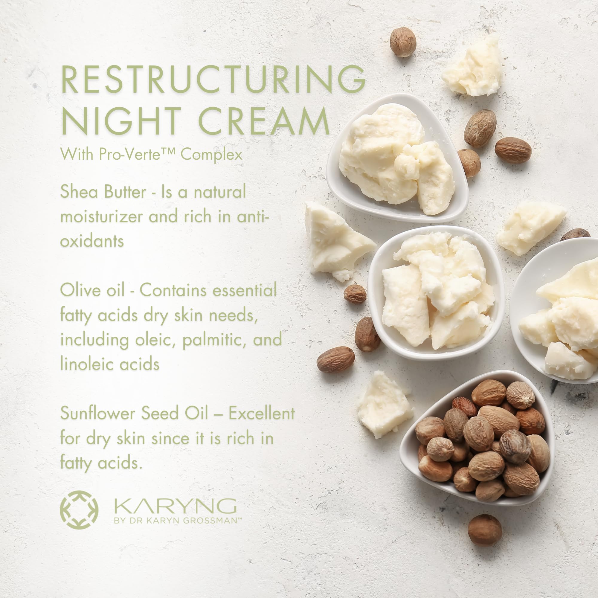 KARYNG Night Cream texture closeup highlights light, non-greasy feel.