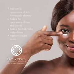 KARYNG Revitalizing Peptide Eye Cream applying tapping motion shows gentle, precise under-eye treatment.