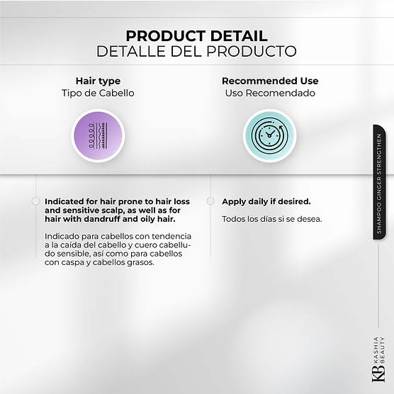 Kashia Beauty Ginger Strengthen Shampoo packaging shown with clear pH-balanced claims