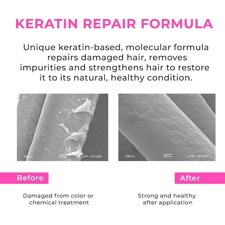 Kashmir Keratin Ceramic Hair Mask label communicates damage repair benefits
