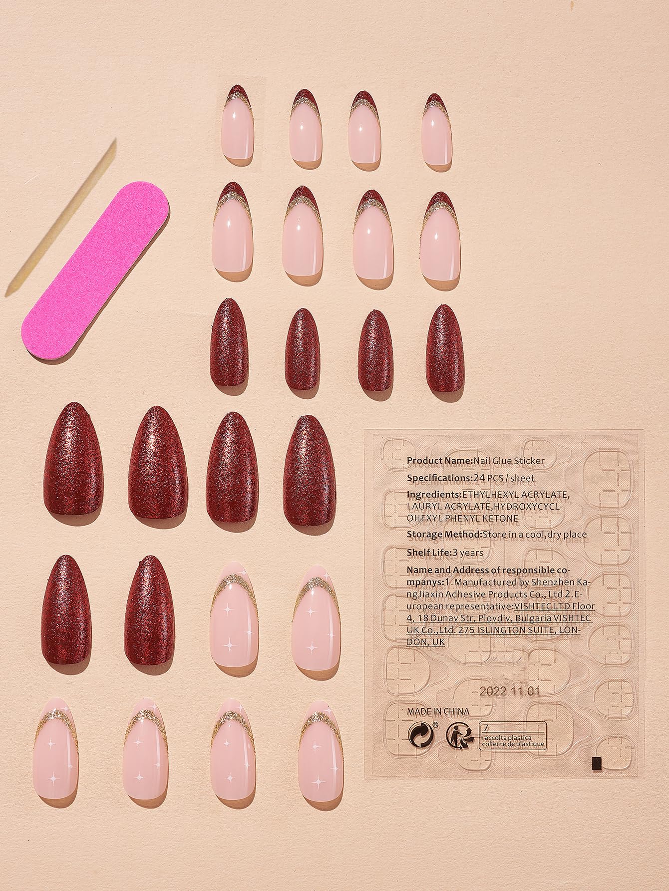 KASOICRA glossy red nails shown in a close-up for a durable finish.