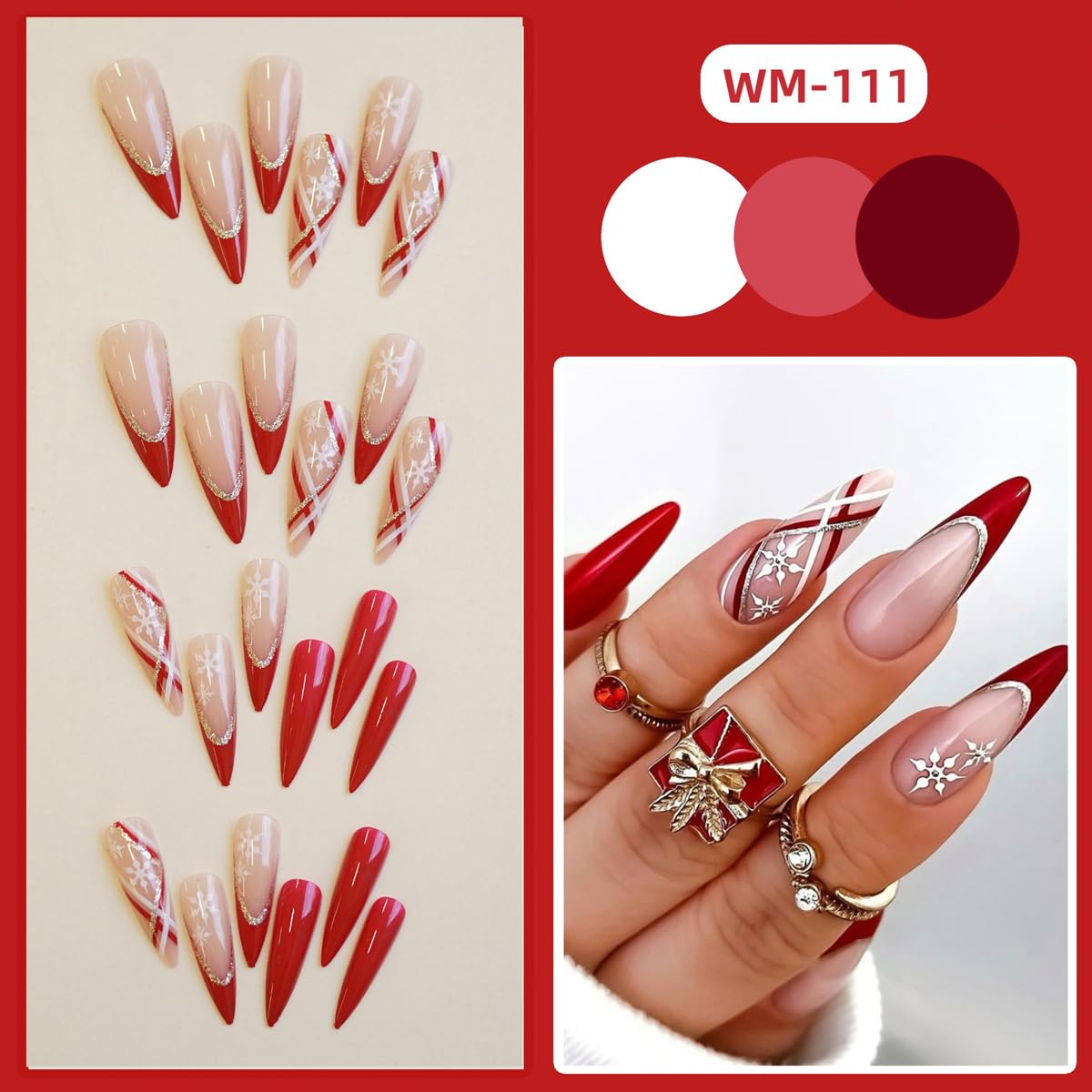 KASOICRA red full-cover nails ideal for holiday events